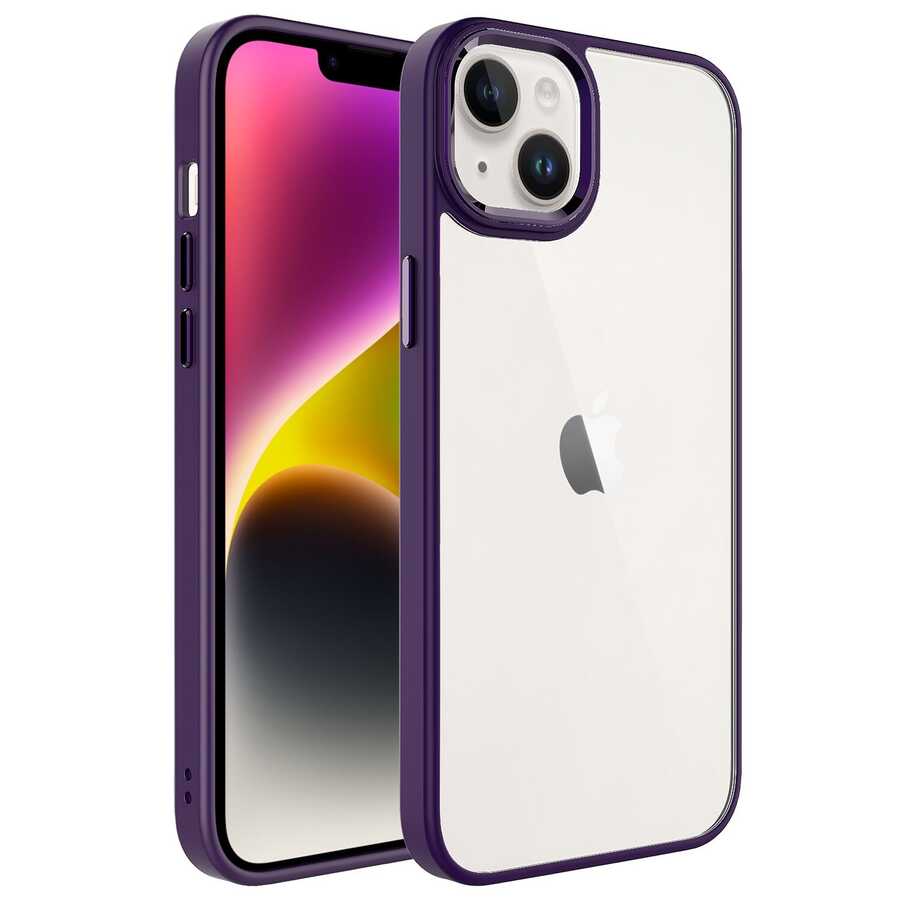 iPhone 14 Plus Uyumlu NXXA Krom Kapak-Derin Mor