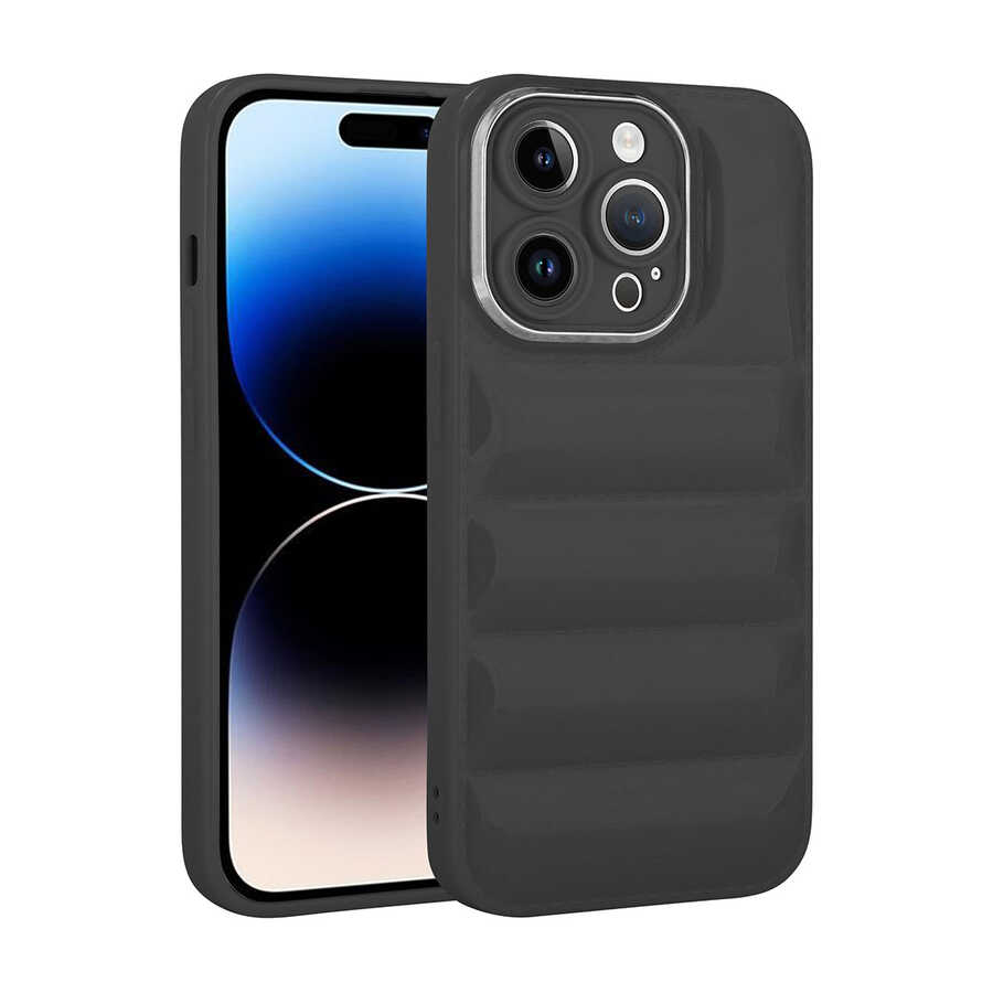 Apple iPhone 14 Pro Kılıf Kamera Korumalı Parlak Airbag'li NXXA Galya Kapak-Siyah