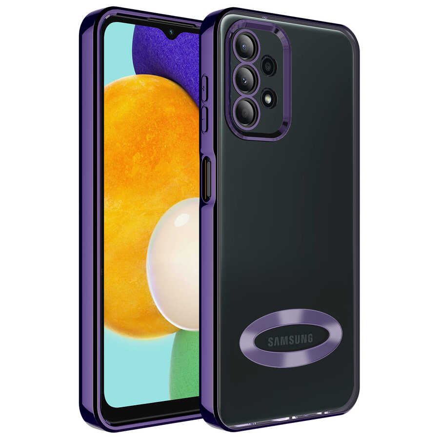 Galaxy A23 Kılıf Kamera Korumalı Logo Gösteren NXXA Omega Kapak-Derin Mor