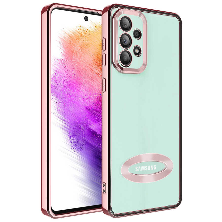Galaxy A53 5G Kılıf Kamera Korumalı Logo Gösteren NXXA Omega Kapak-Rose Gold