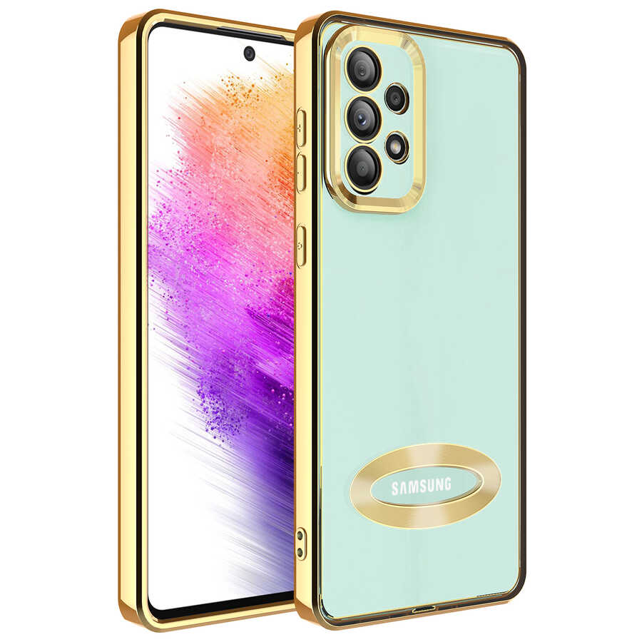 Galaxy A73 Kılıf Kamera Korumalı Logo Gösteren NXXA Omega Kapak-Gold