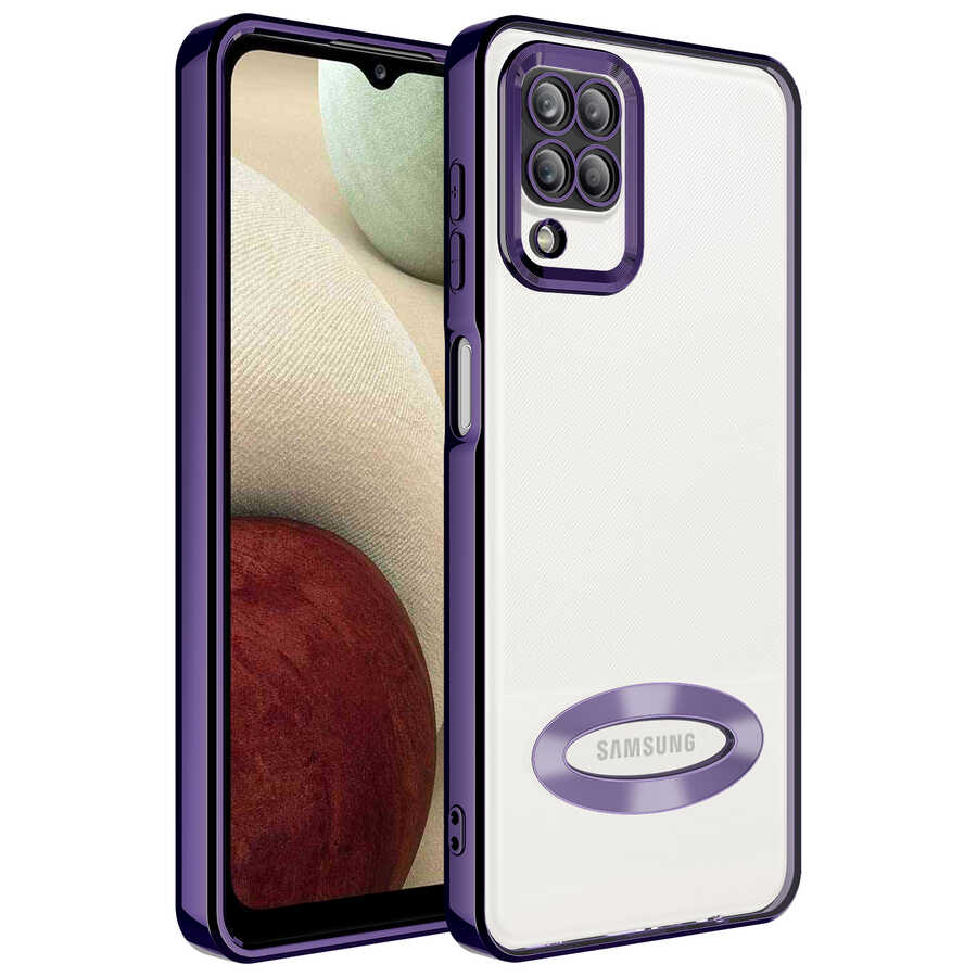 Galaxy A12 Kılıf Kamera Korumalı Logo Gösteren NXXA Omega Kapak-Derin Mor