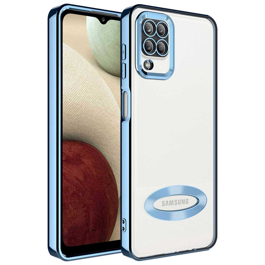 Galaxy A12 Kılıf Kamera Korumalı Logo Gösteren NXXA Omega Kapak-Sierra Mavi