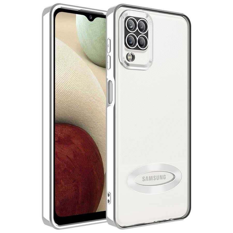 Galaxy A12 Kılıf Kamera Korumalı Logo Gösteren NXXA Omega Kapak-Gümüş