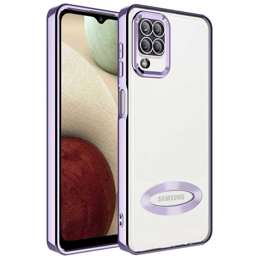 Galaxy A12 Kılıf Kamera Korumalı Logo Gösteren NXXA Omega Kapak-Lila