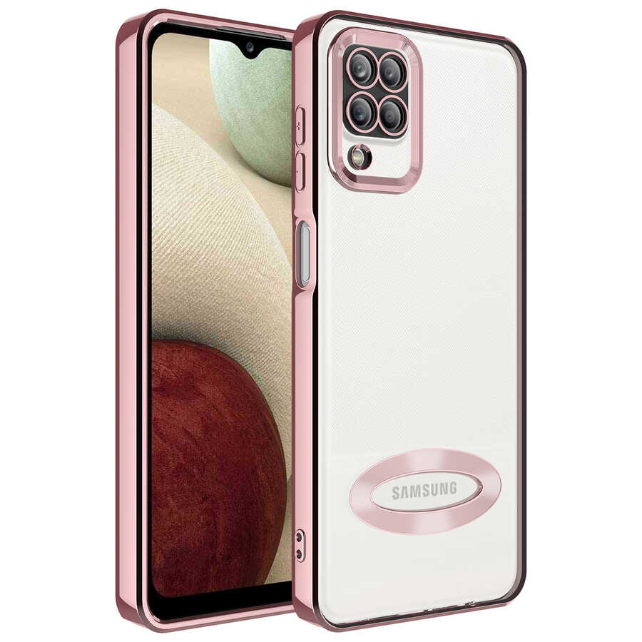 Galaxy M12 Kılıf Kamera Korumalı Logo Gösteren NXXA Omega Kapak-Rose Gold