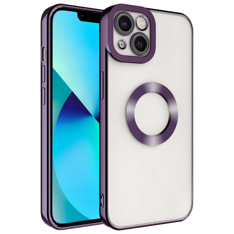 Apple iPhone 14 Plus Kılıf Kamera Korumalı Logo Gösteren NXXA Omega Kapak-Derin Mor