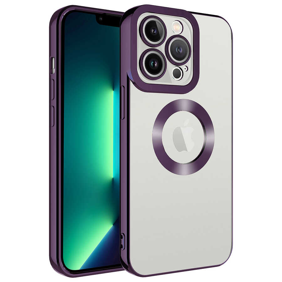 iPhone 14 Pro Max Uyumlu Kamera Korumalı Logo Gösteren NXXA Omega Kapak-Derin Mor