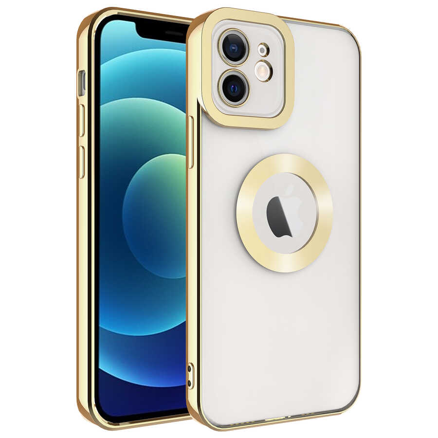 iPhone 11 Kılıf Kamera Korumalı Logo Gösteren NXXA Omega Kapak-Gold