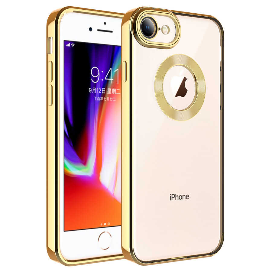 iPhone 7 Uyumlu Kamera Korumalı Logo Gösteren NXXA Omega Kapak-Gold