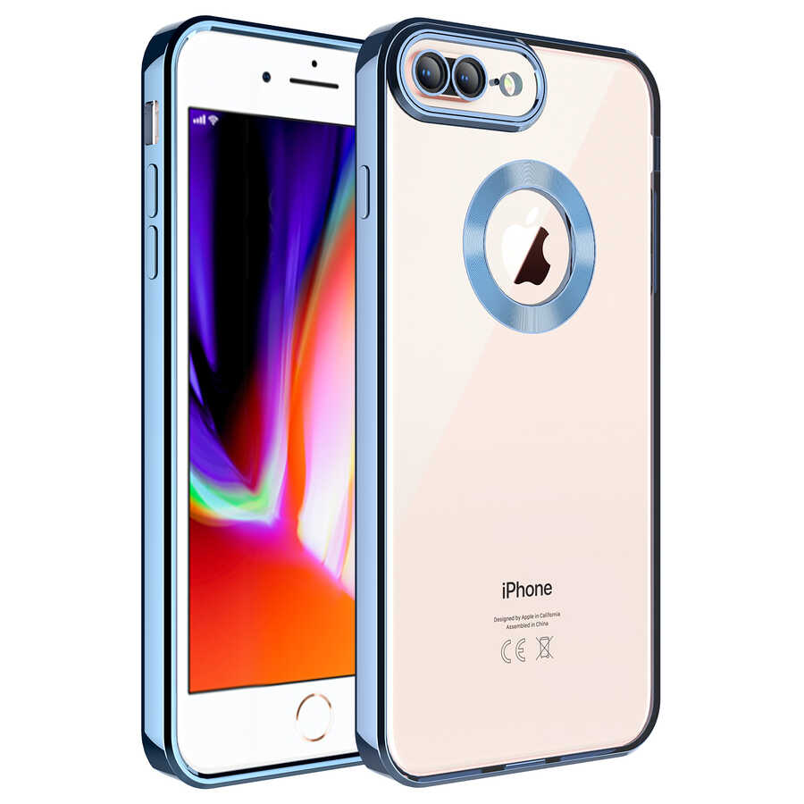 Apple iPhone 7 Plus Kılıf Kamera Korumalı Logo Gösteren NXXA Omega Kapak-Sierra Mavi