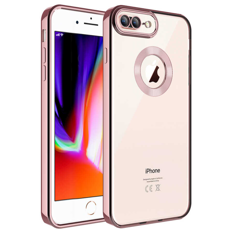 iPhone 8 Plus Uyumlu Kamera Korumalı Logo Gösteren NXXA Omega Kapak-Rose Gold