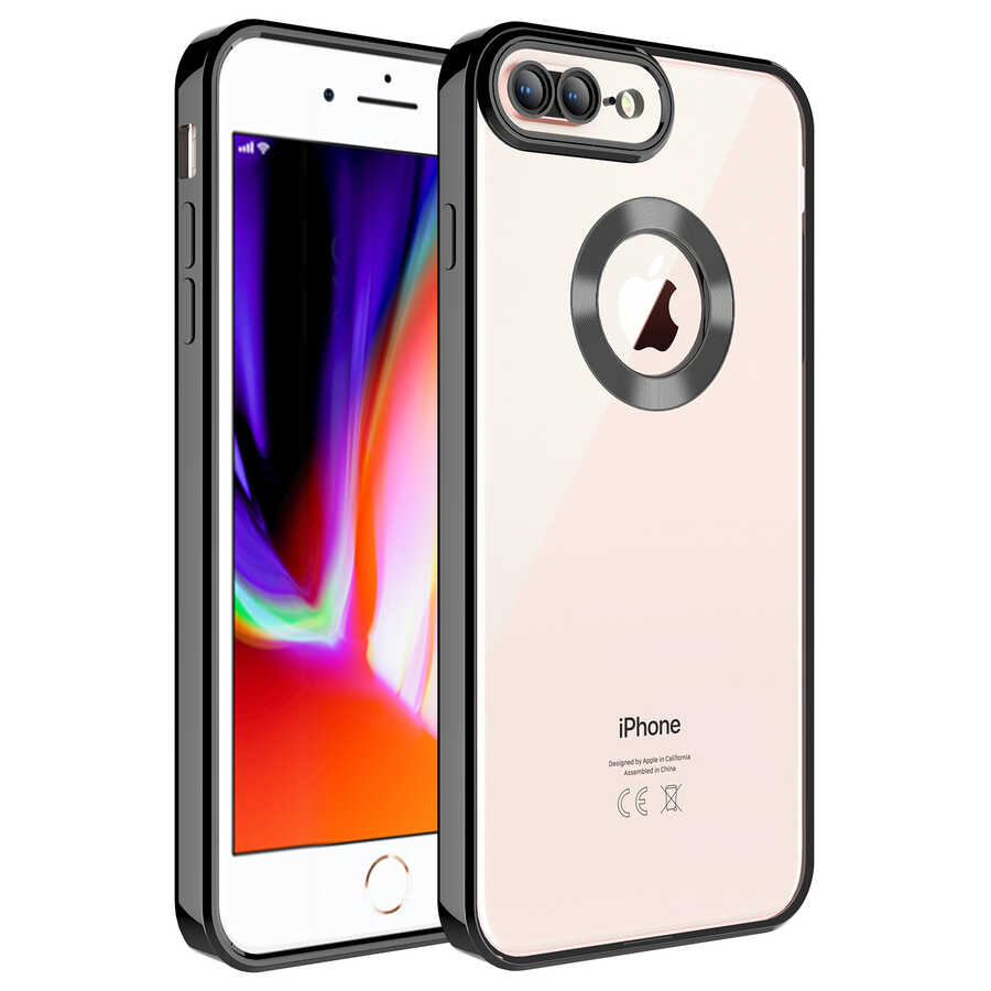 iPhone 8 Plus Uyumlu Kamera Korumalı Logo Gösteren NXXA Omega Kapak-Siyah