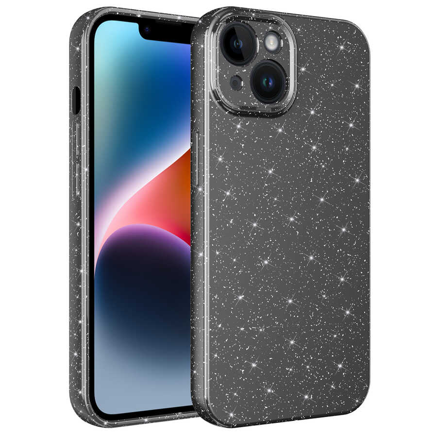 iPhone 13 Uyumlu Kamera Korumalı Simli Lüks NXXA Koton Kapak-Gri