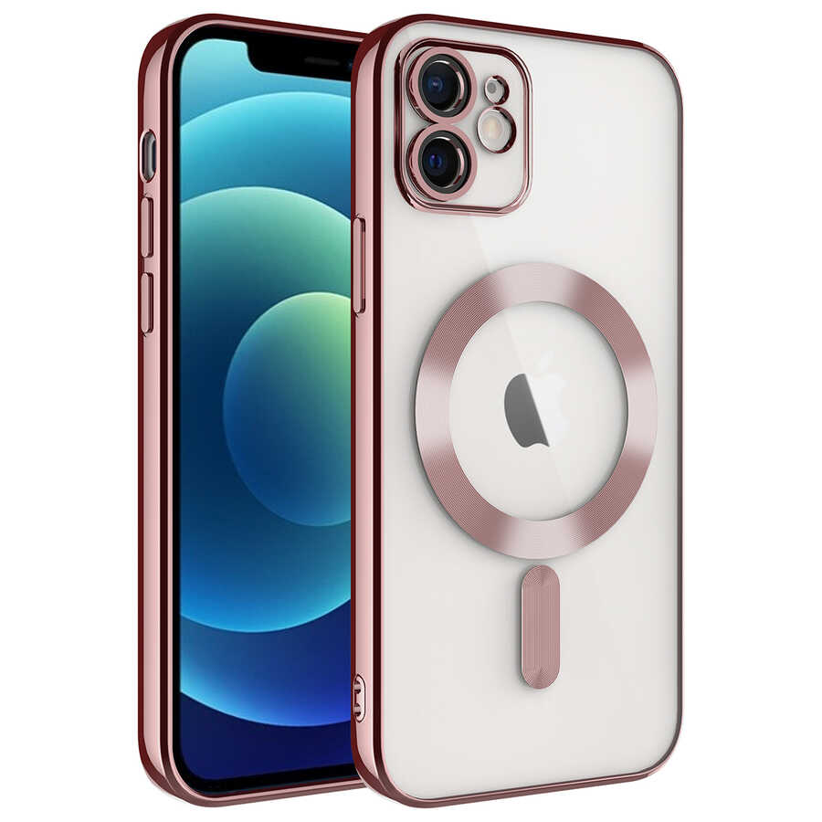 Apple iPhone 11 Kılıf Kamera Korumalı Magsafe Wireless Şarj Özellikli NXXA Demre Kapak-Rose Gold