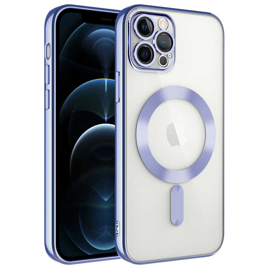 iPhone 11 Pro Max Uyumlu Kamera Korumalı Magsafe Wireless Şarj Özellikli NXXA Demre Kapak-Lila