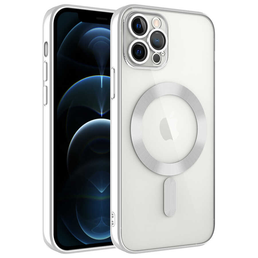 Apple iPhone 13 Pro Kılıf Kamera Korumalı Magsafe Wireless Şarj Özellikli NXXA Demre Kapak-Gümüş