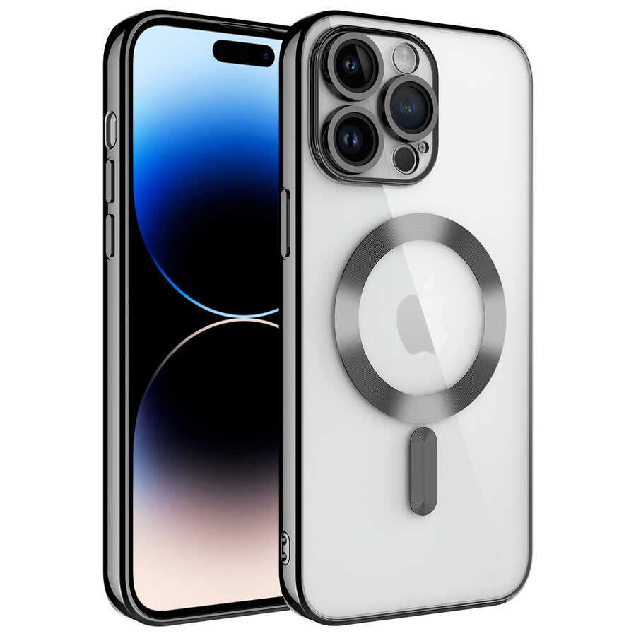 iPhone 14 Pro Max Uyumlu Kamera Korumalı Magsafe Wireless Şarj Özellikli NXXA Demre Kapak-Siyah
