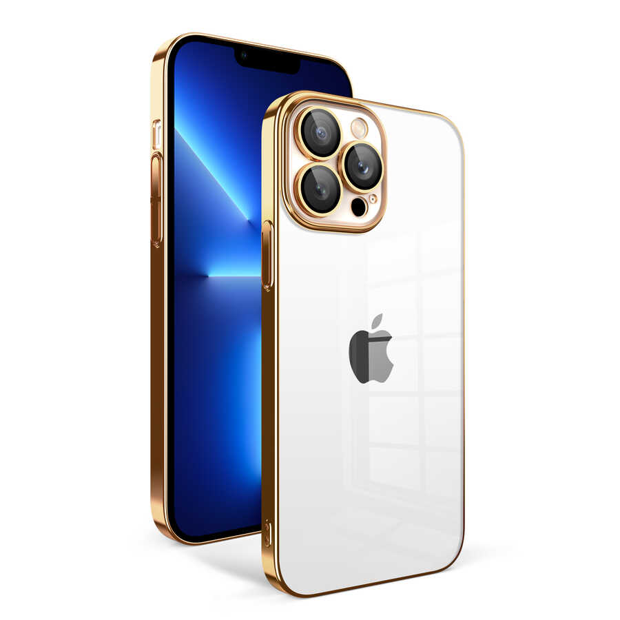 Apple iPhone 12 Pro Kılıf Kamera Korumalı Renkli Çerçeveli NXXA Garaj Kapak-Gold