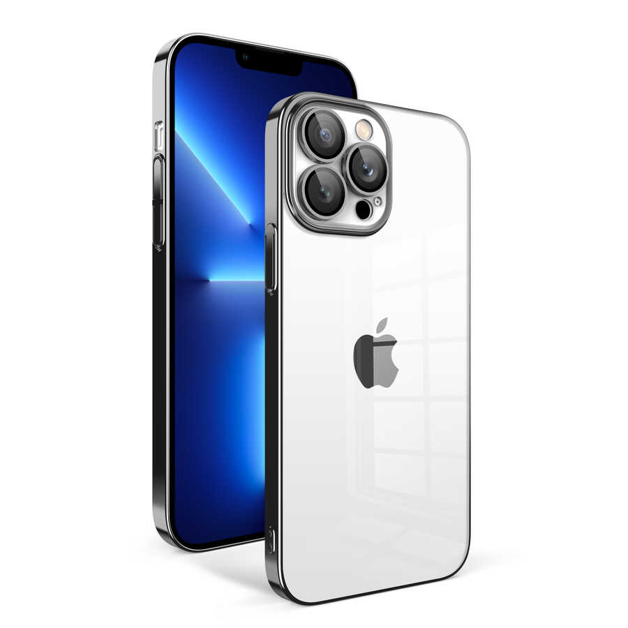 Apple iPhone 12 Pro Kılıf Kamera Korumalı Renkli Çerçeveli NXXA Garaj Kapak-Siyah