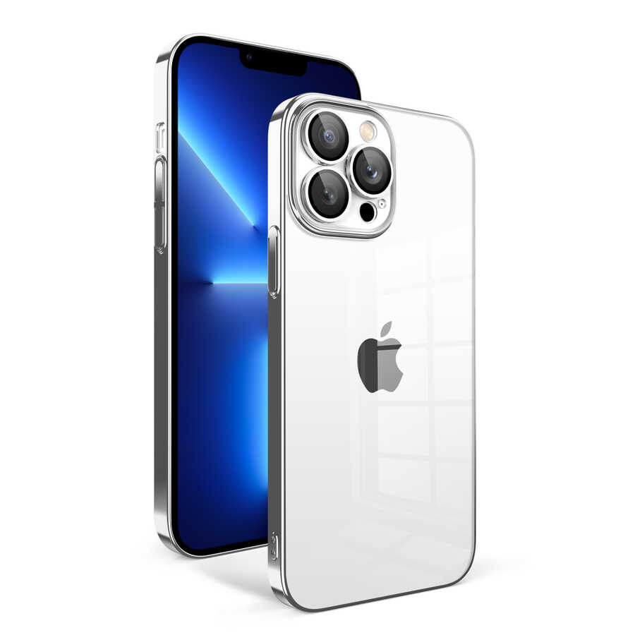 Apple iPhone 12 Pro Kılıf Kamera Korumalı Renkli Çerçeveli NXXA Garaj Kapak-Gümüş