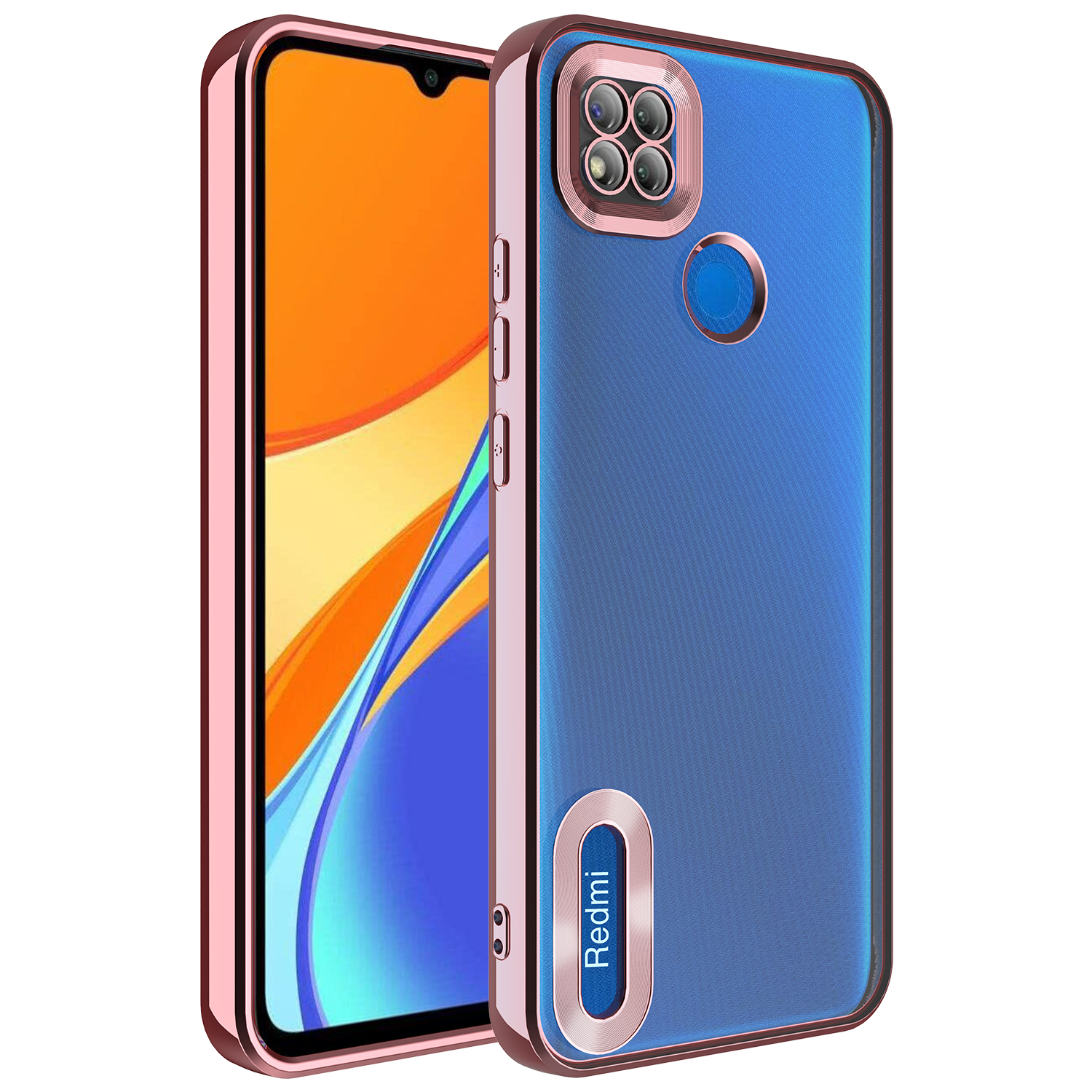 Xiaomi Redmi 9C Kılıf Kamera Korumalı Logo Gösteren NXXA Omega Kapak-Rose Gold