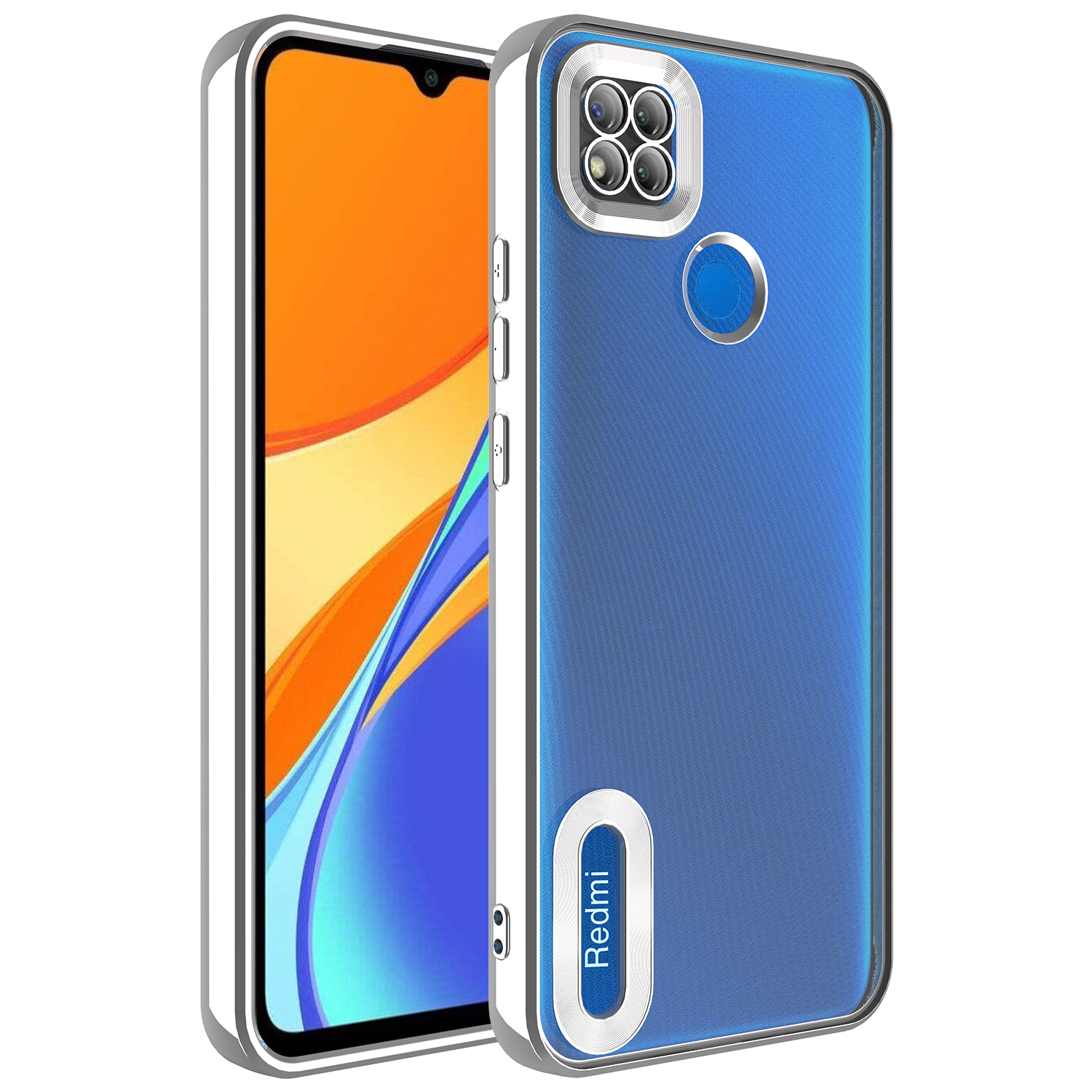 Xiaomi Redmi 9C Kılıf Kamera Korumalı Logo Gösteren NXXA Omega Kapak-Gümüş