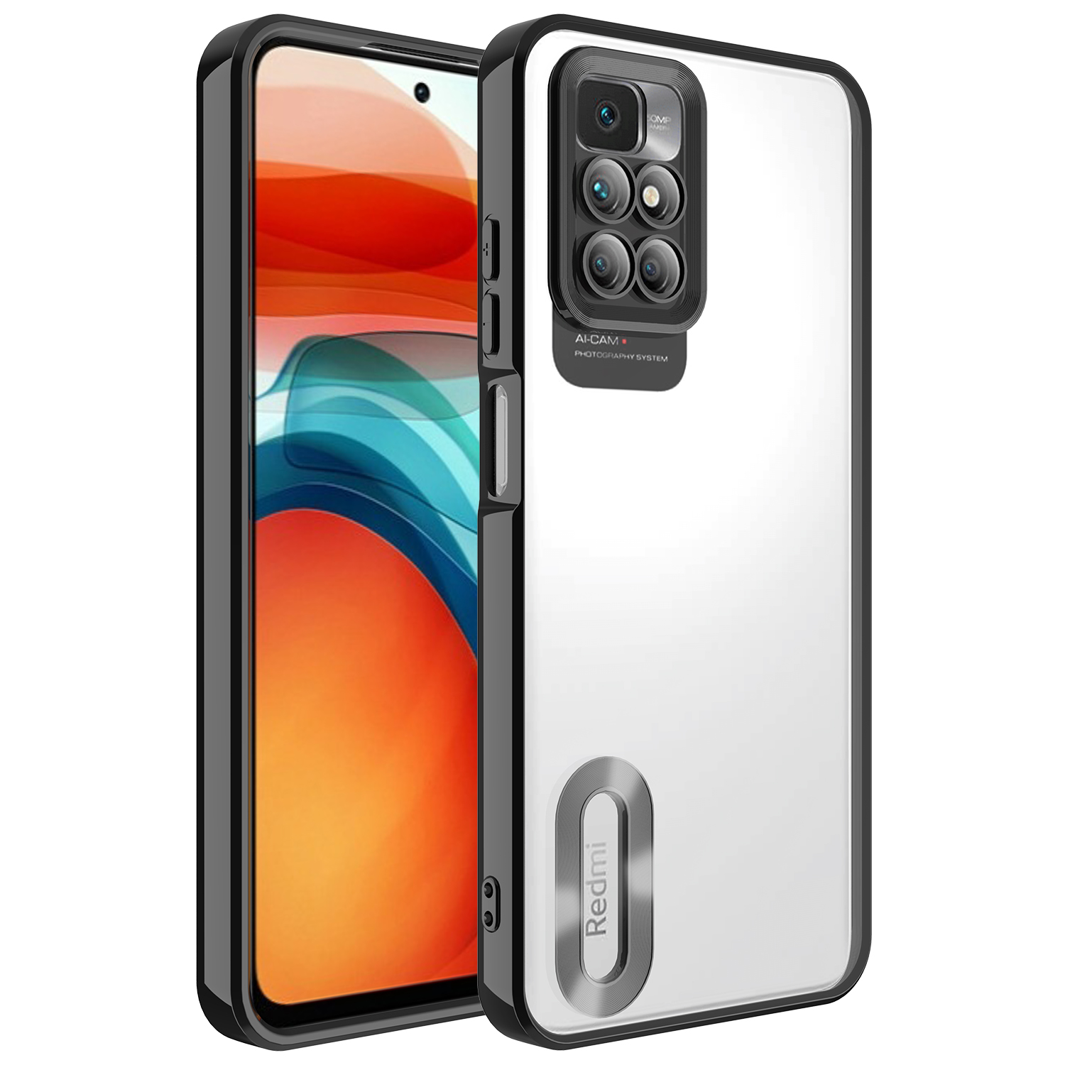 Xiaomi Redmi 10 Kılıf Kamera Korumalı Logo Gösteren NXXA Omega Kapak-Siyah