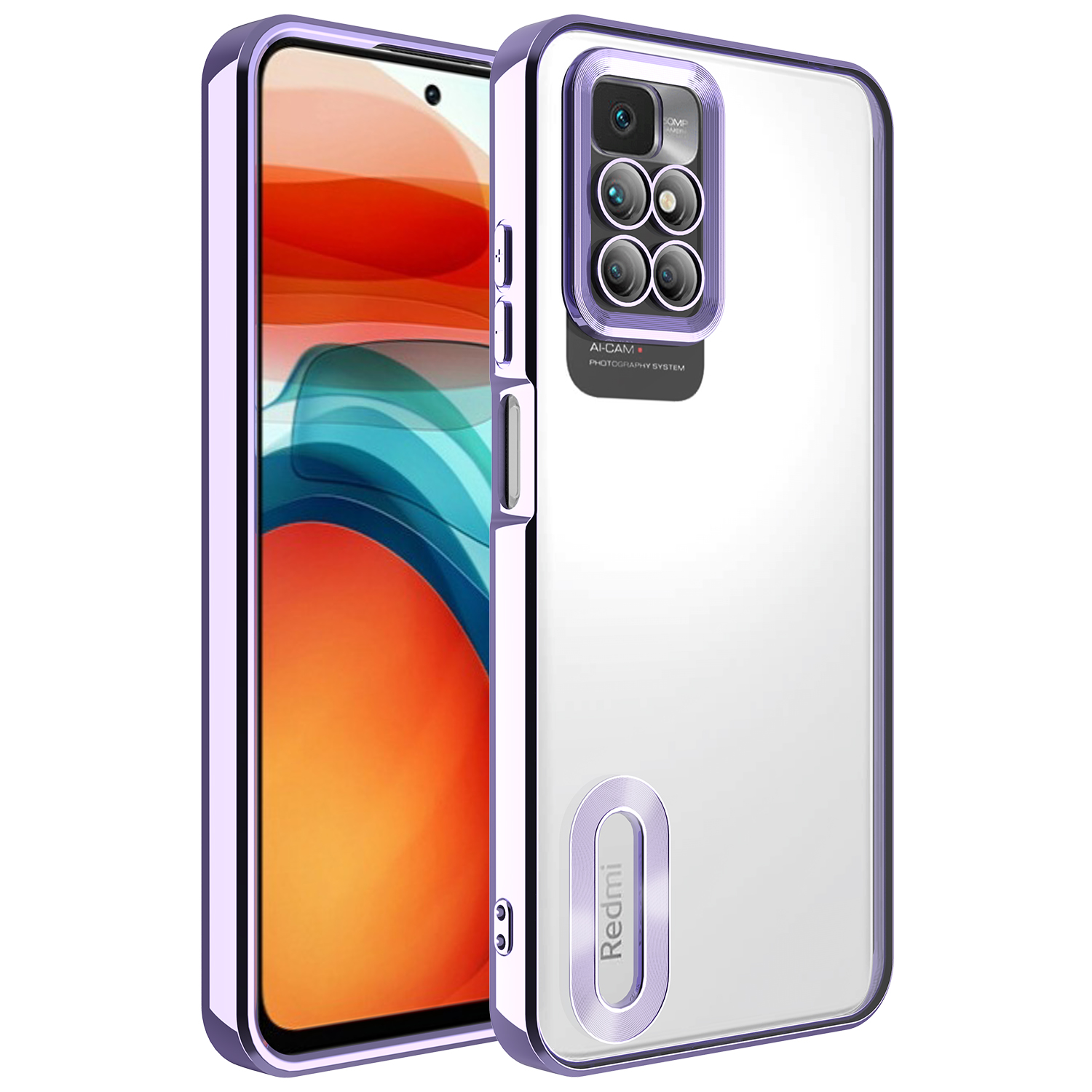 Xiaomi Redmi 10 Kılıf Kamera Korumalı Logo Gösteren NXXA Omega Kapak-Lila