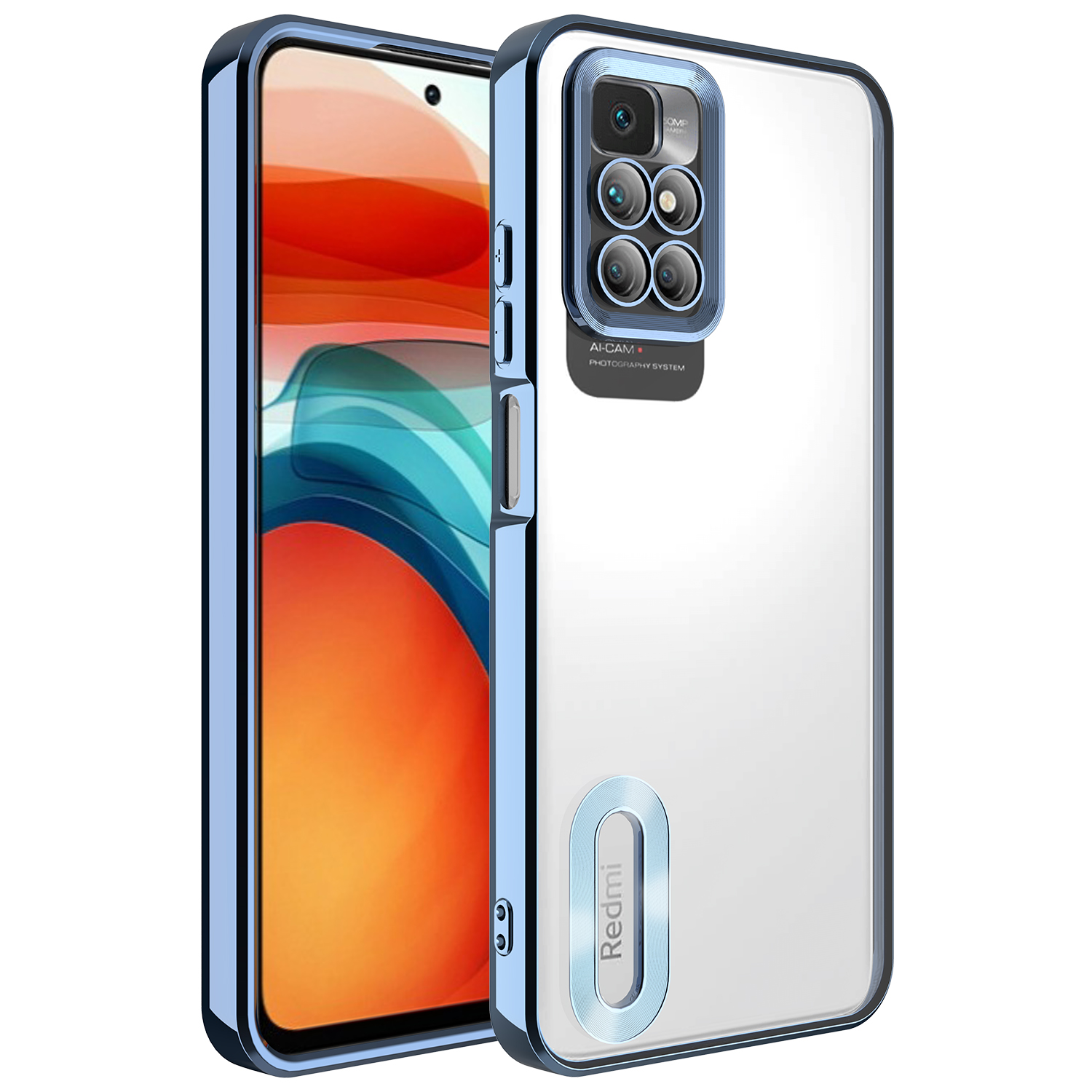 Xiaomi Redmi 10 Kılıf Kamera Korumalı Logo Gösteren NXXA Omega Kapak-Sierra Mavi