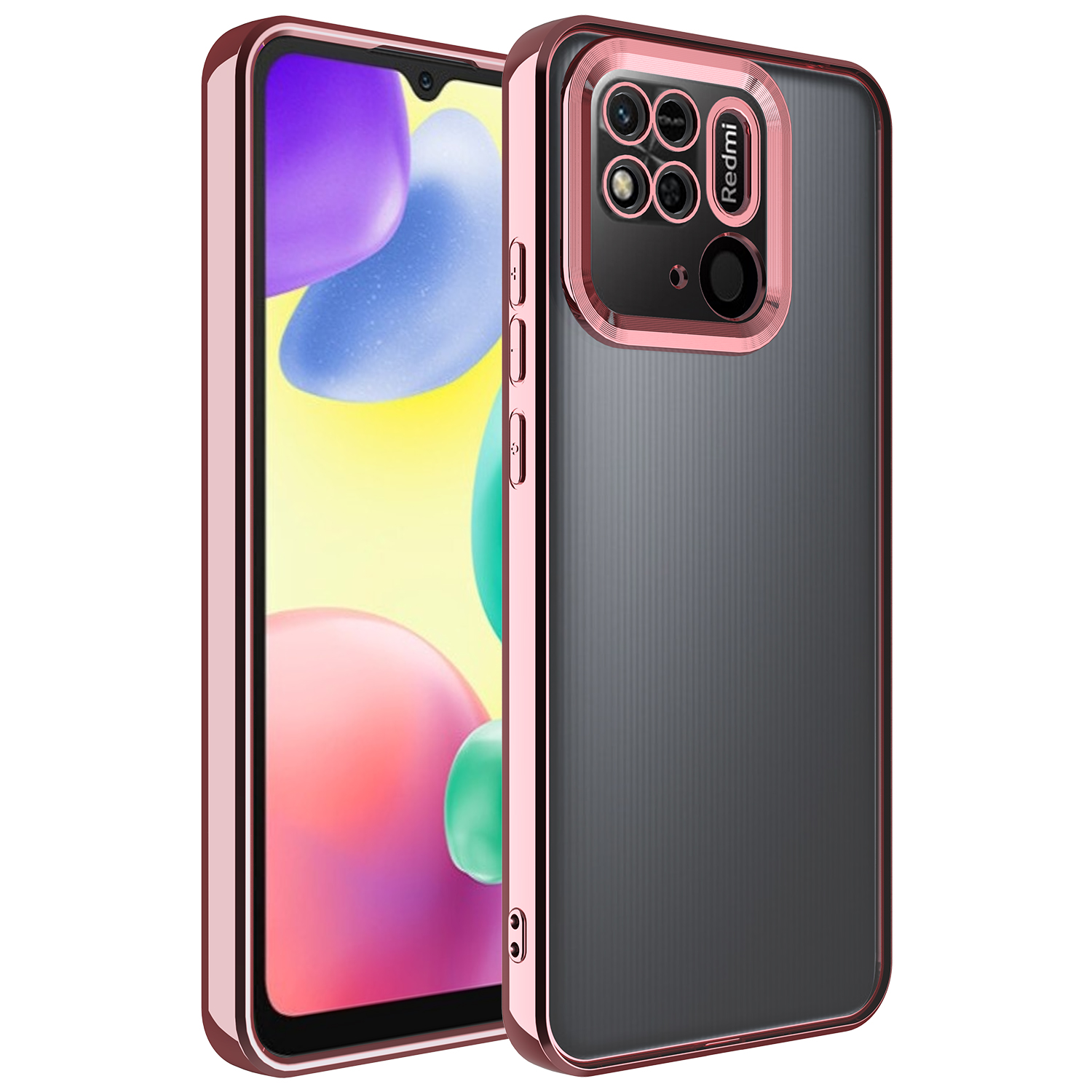 Xiaomi Redmi 10C Kılıf Kamera Korumalı Logo Gösteren NXXA Omega Kapak-Rose Gold