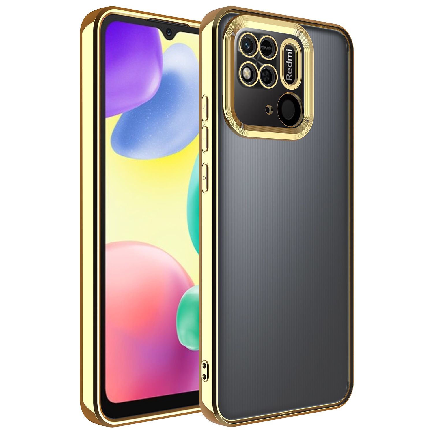 Xiaomi Redmi 10C Kılıf Kamera Korumalı Logo Gösteren NXXA Omega Kapak-Gold