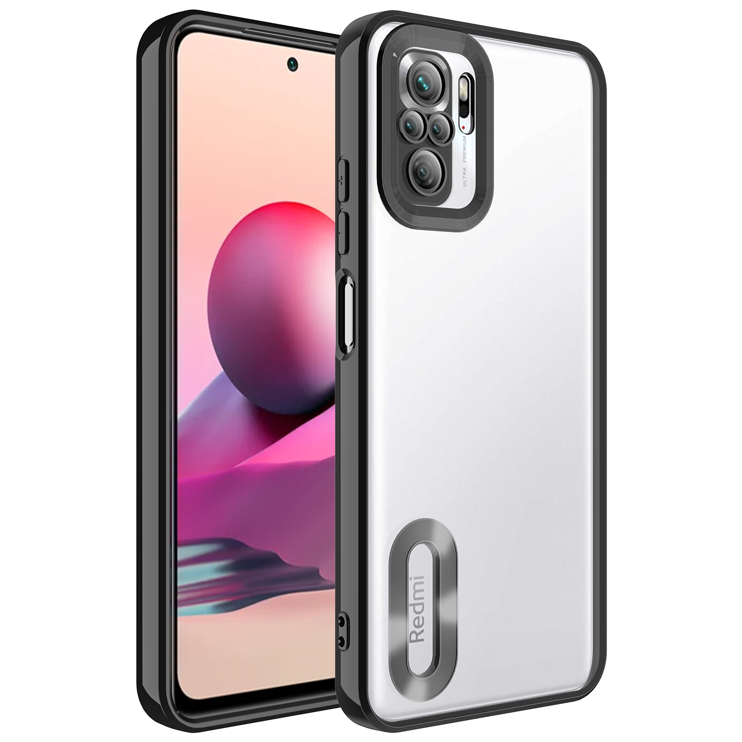 Xiaomi Redmi Note 10S Kılıf Kamera Korumalı Logo Gösteren NXXA Omega Kapak-Siyah