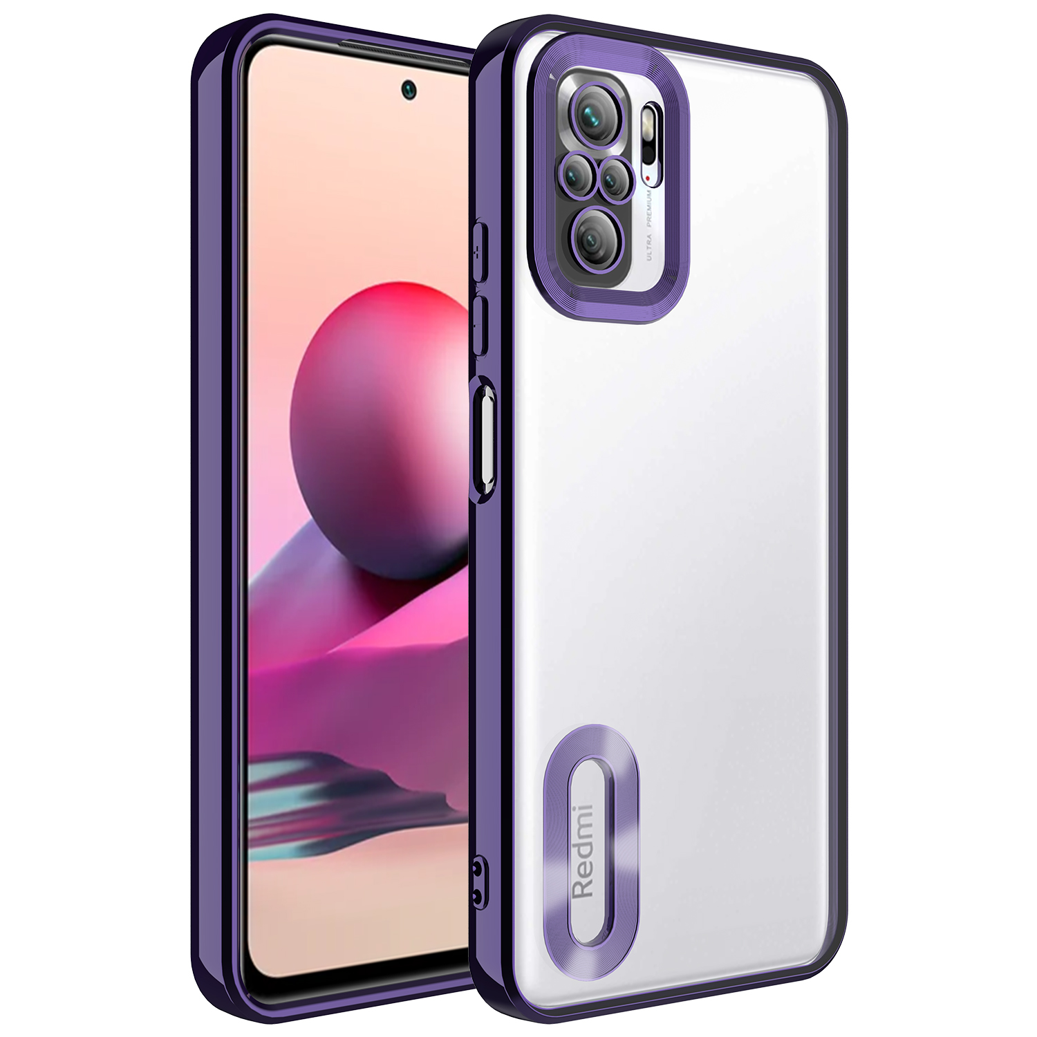 Xiaomi Redmi Note 10S Kılıf Kamera Korumalı Logo Gösteren NXXA Omega Kapak-Derin Mor