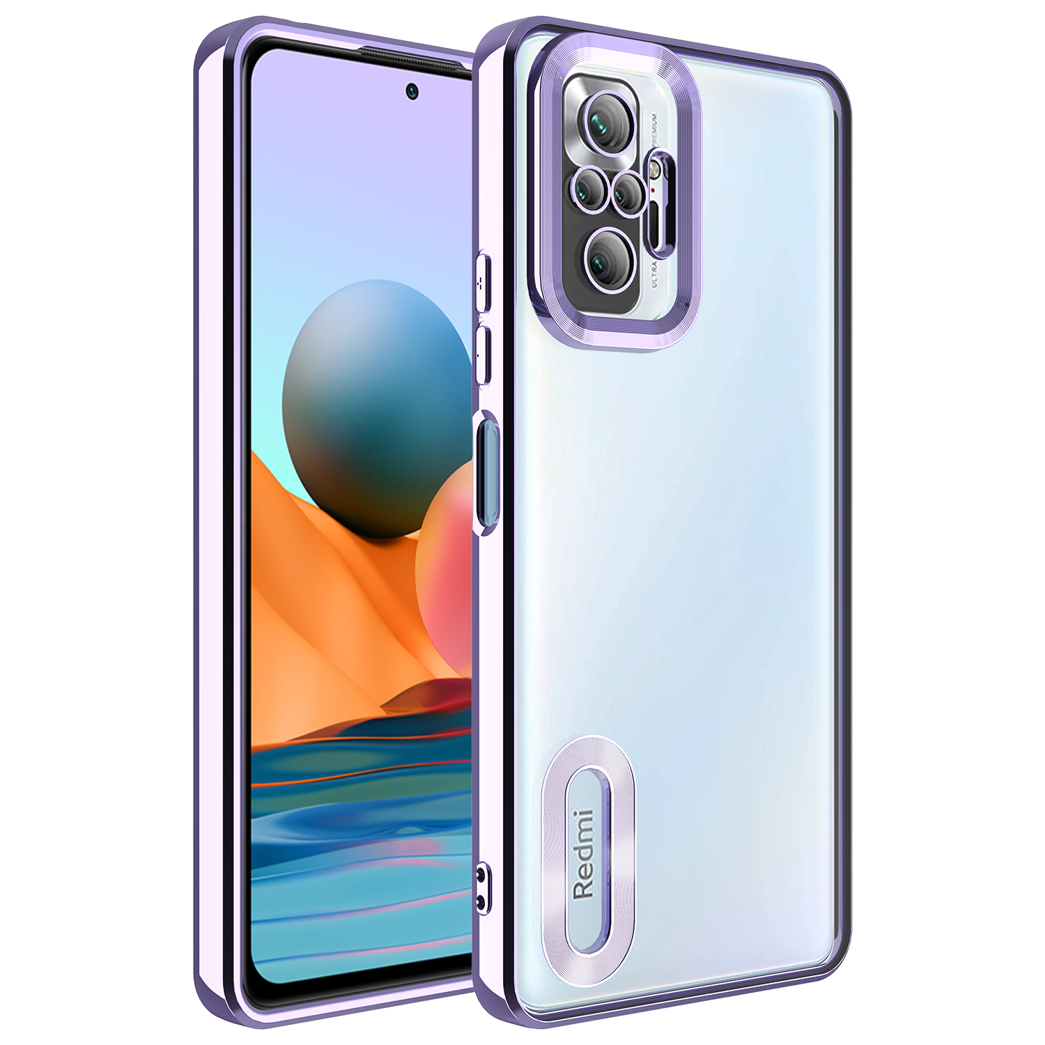 Xiaomi Redmi Note 10 Pro Kılıf Kamera Korumalı Logo Gösteren NXXA Omega Kapak-Lila