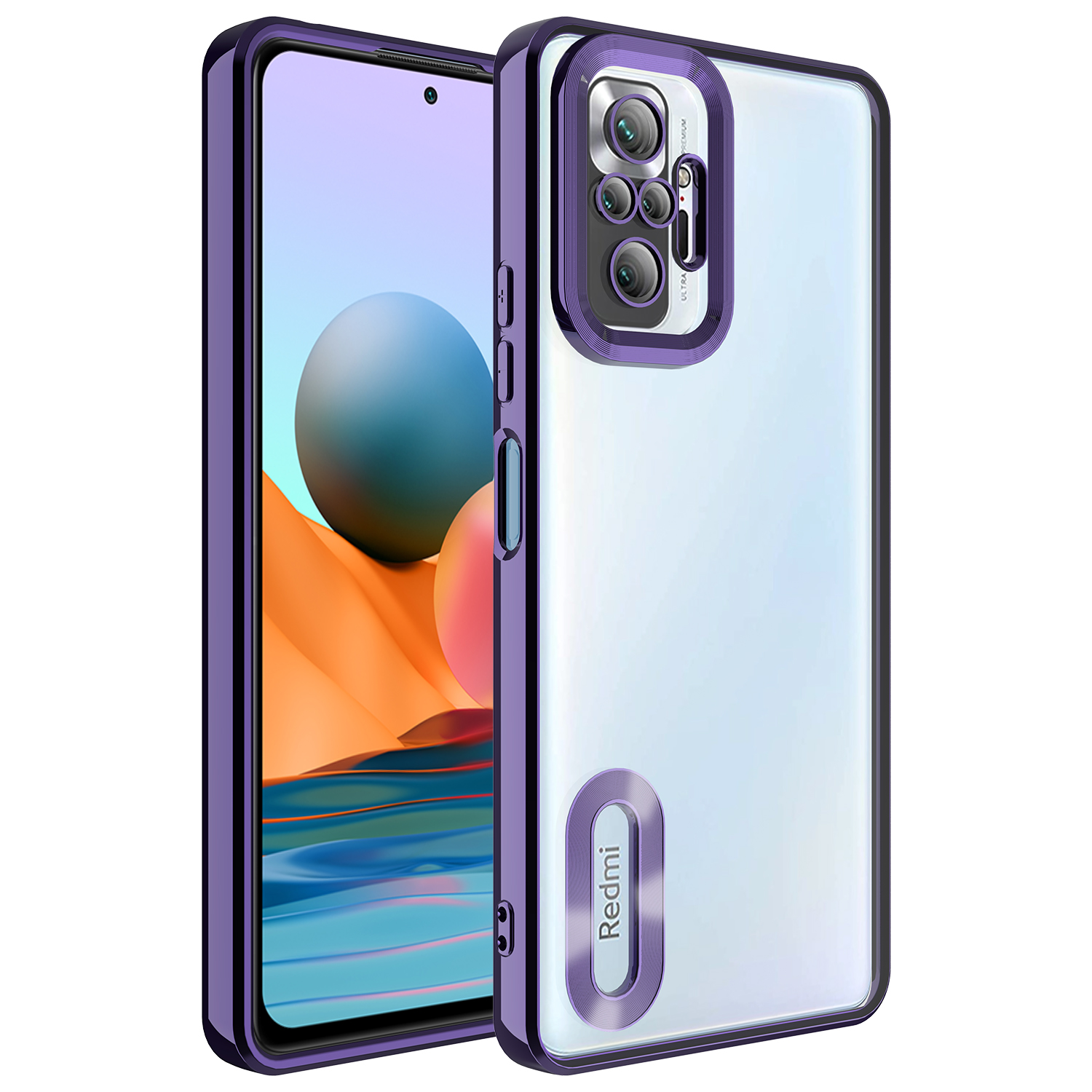 Xiaomi Redmi Note 10 Pro Kılıf Kamera Korumalı Logo Gösteren NXXA Omega Kapak-Derin Mor