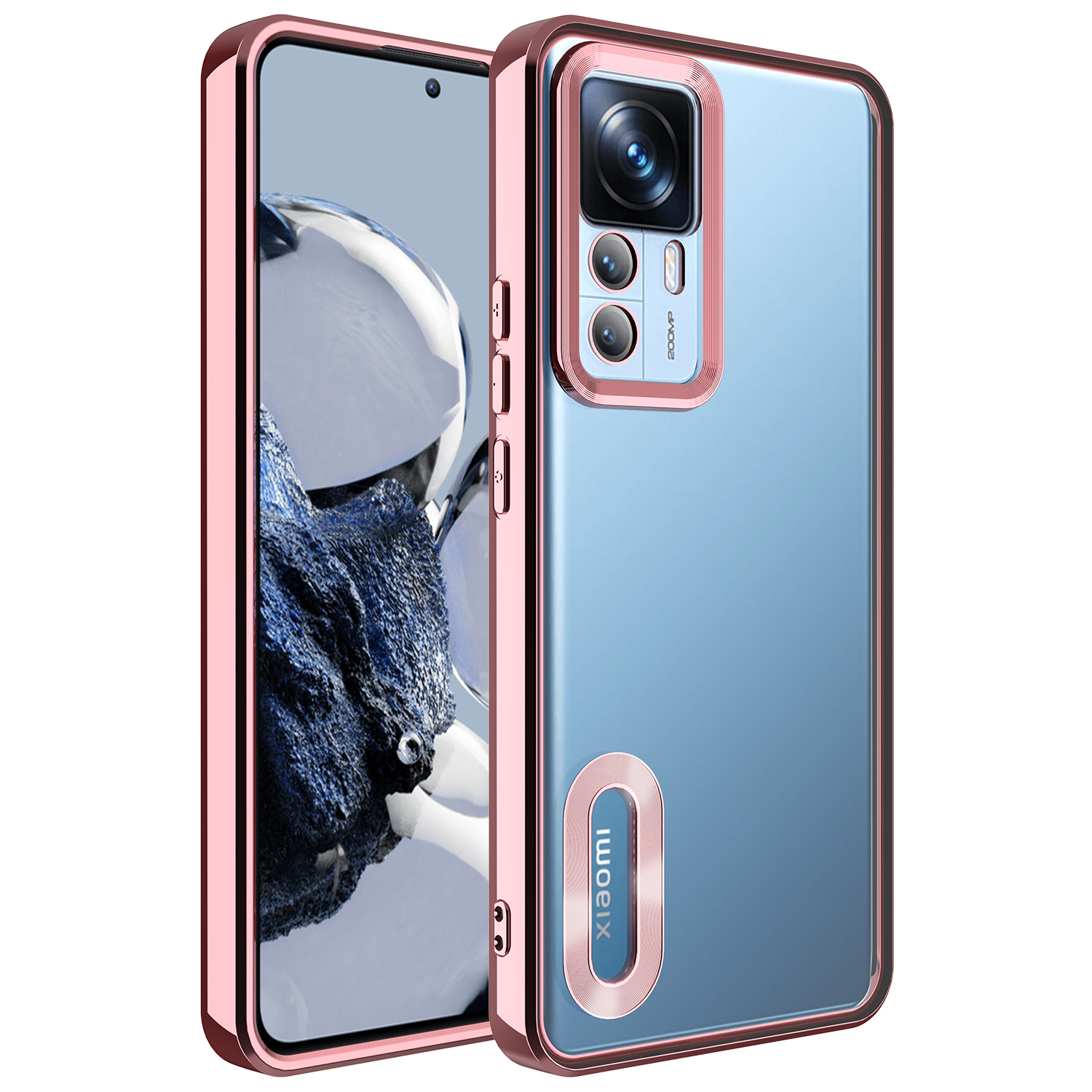 Xiaomi Mi 12T Kılıf Kamera Korumalı Logo Gösteren NXXA Omega Kapak-Rose Gold