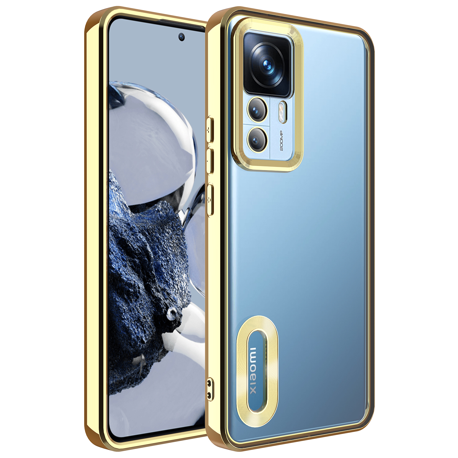 Xiaomi Mi 12T Kılıf Kamera Korumalı Logo Gösteren NXXA Omega Kapak-Gold