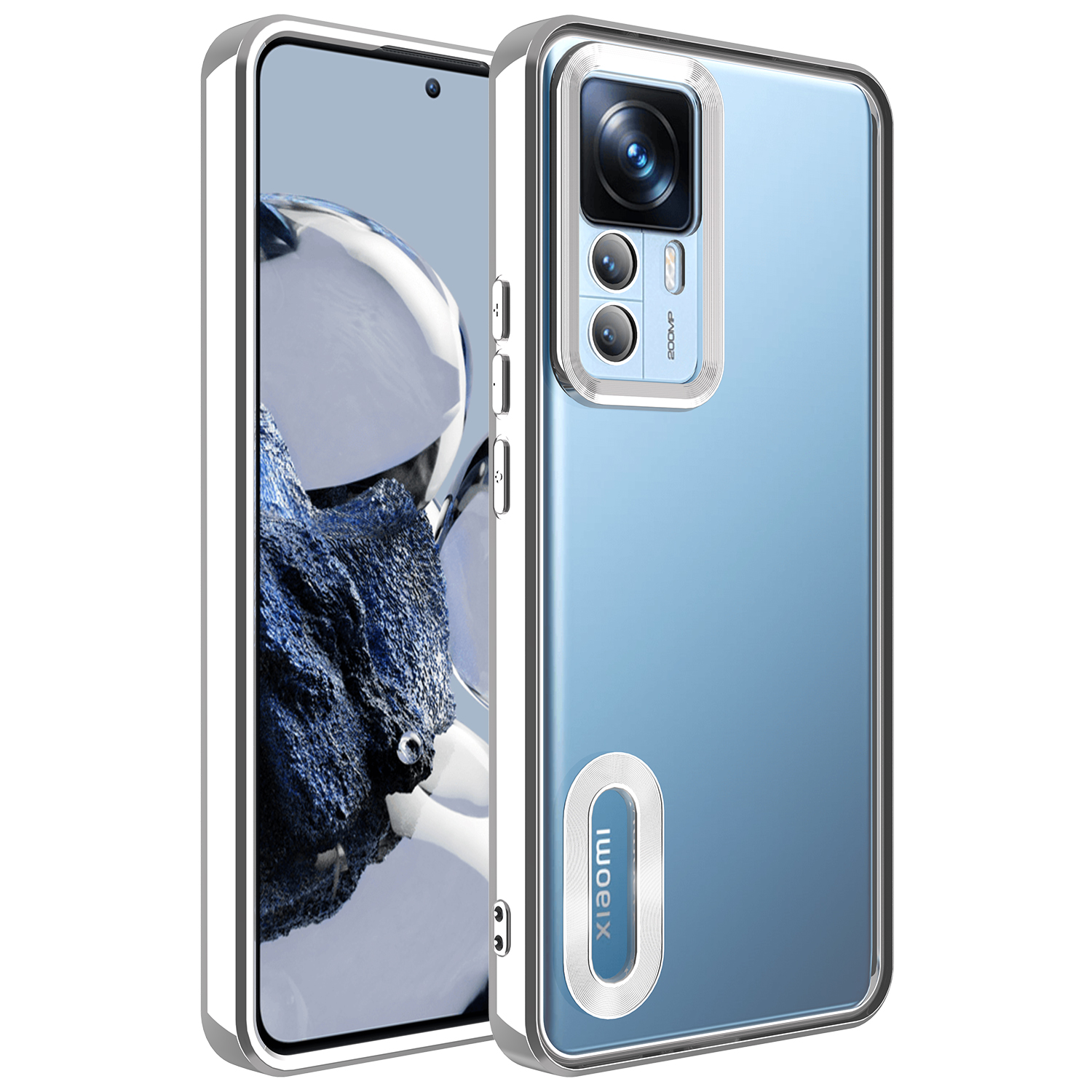 Xiaomi Mi 12T Kılıf Kamera Korumalı Logo Gösteren NXXA Omega Kapak-Gümüş