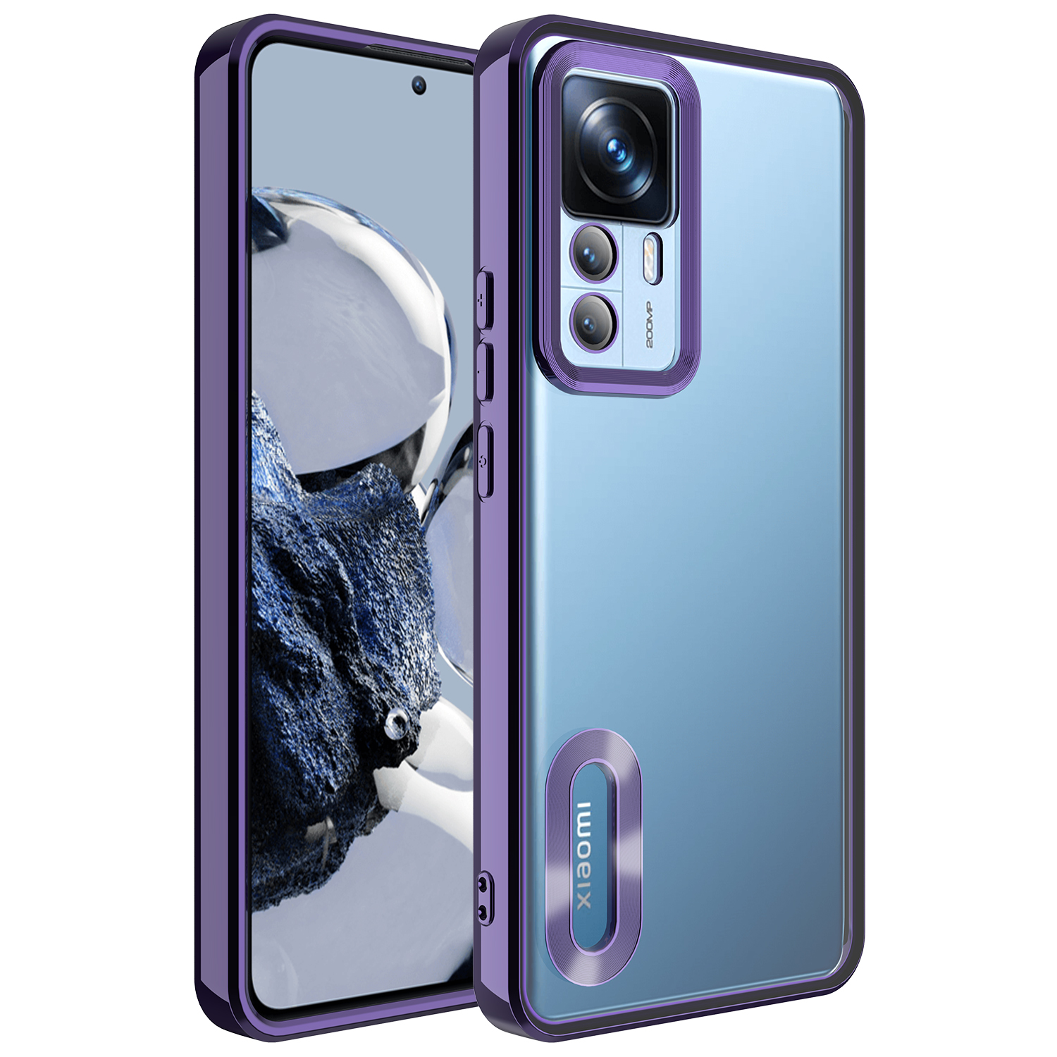 Xiaomi Mi 12T Pro Kılıf Kamera Korumalı Logo Gösteren NXXA Omega Kapak-Derin Mor