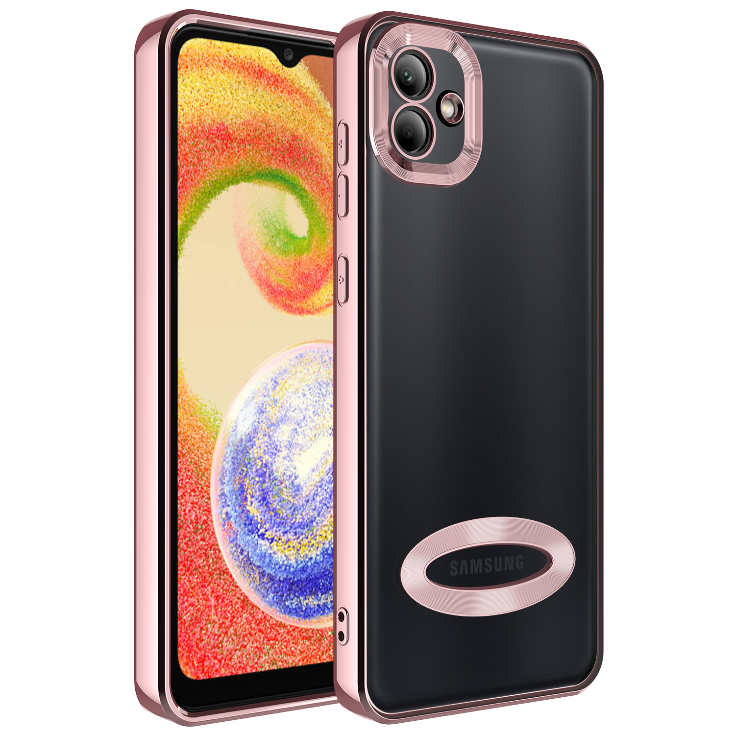 Galaxy A04 Kılıf Kamera Korumalı Logo Gösteren NXXA Omega Kapak-Rose Gold