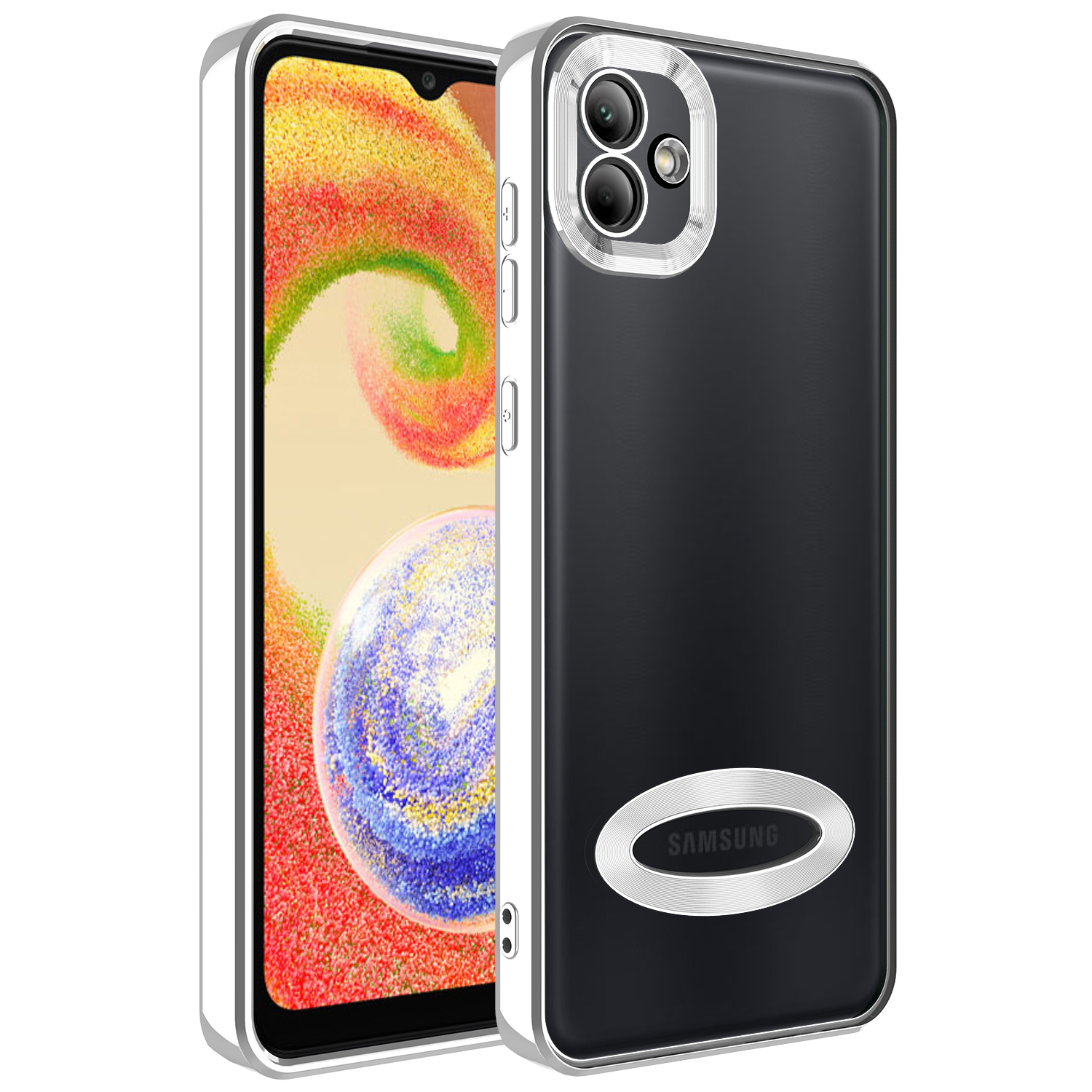 Galaxy A04 Kılıf Kamera Korumalı Logo Gösteren NXXA Omega Kapak-Gümüş