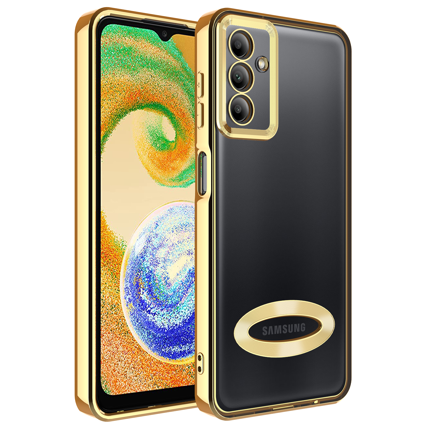Galaxy A04S Kılıf Kamera Korumalı Logo Gösteren NXXA Omega Kapak-Gold