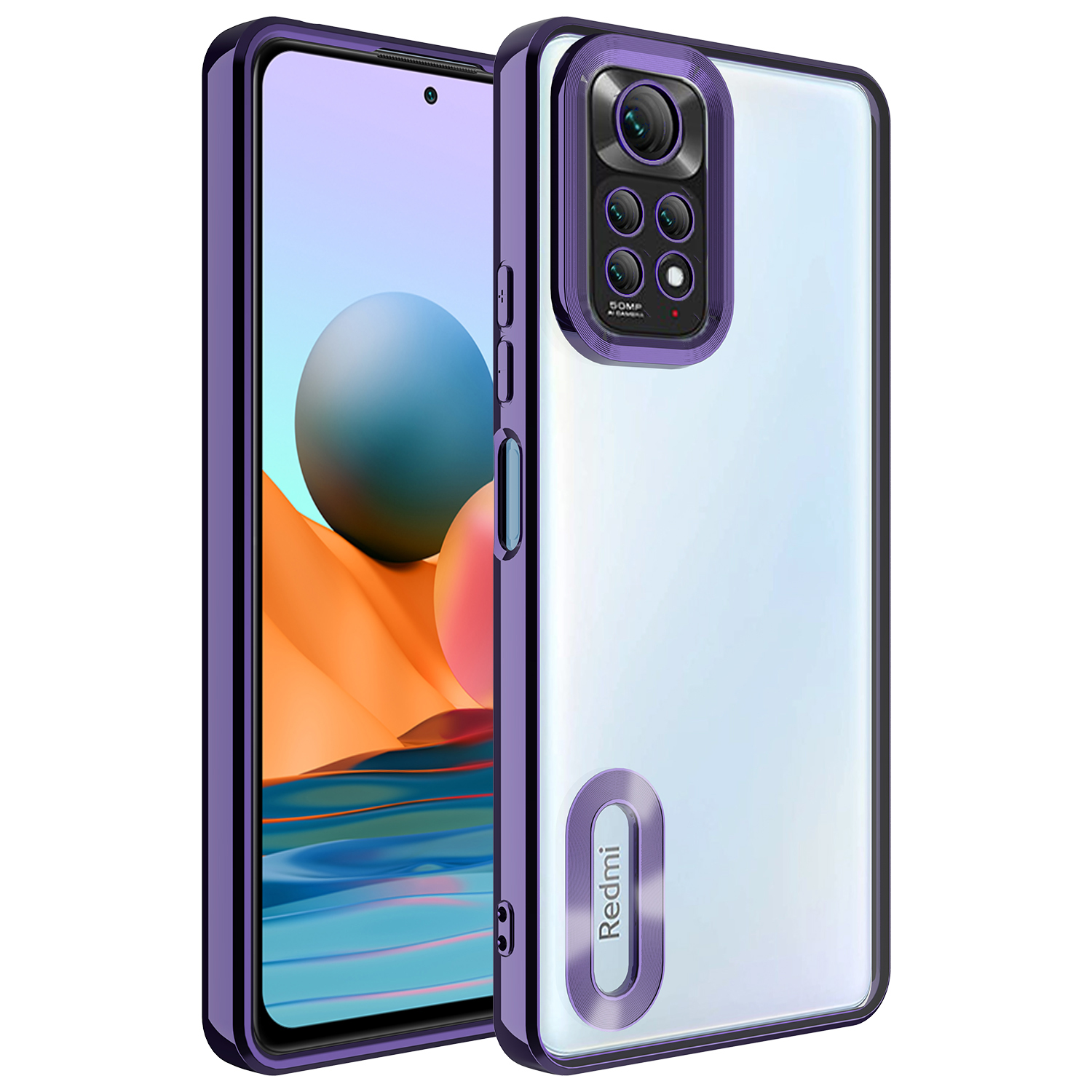 Xiaomi Redmi Note 11S Global Kılıf Kamera Korumalı Logo Gösteren NXXA Omega Kapak-Derin Mor