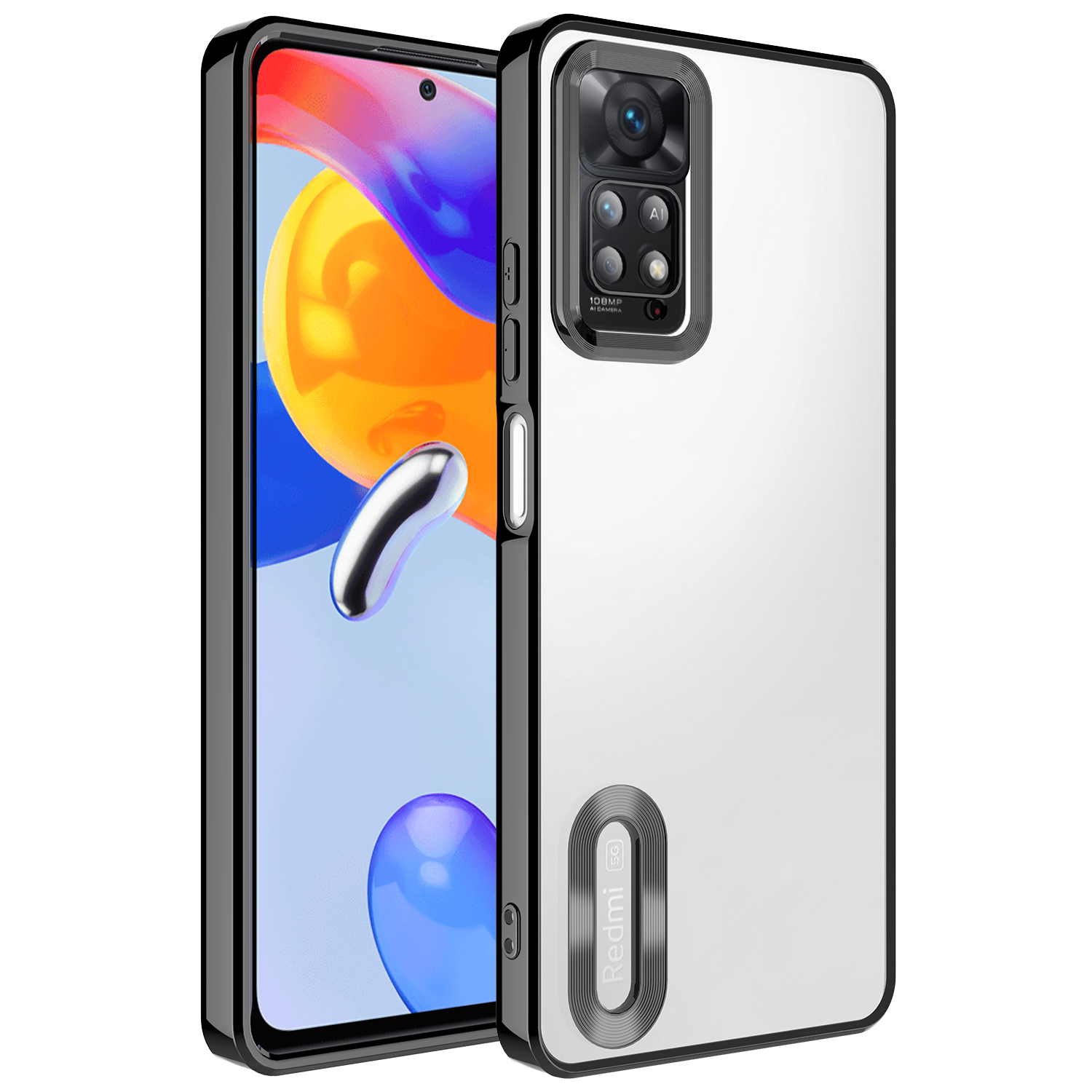 Xiaomi Redmi Note 11 Pro 5G Kılıf Kamera Korumalı Logo Gösteren NXXA Omega Kapak-Siyah