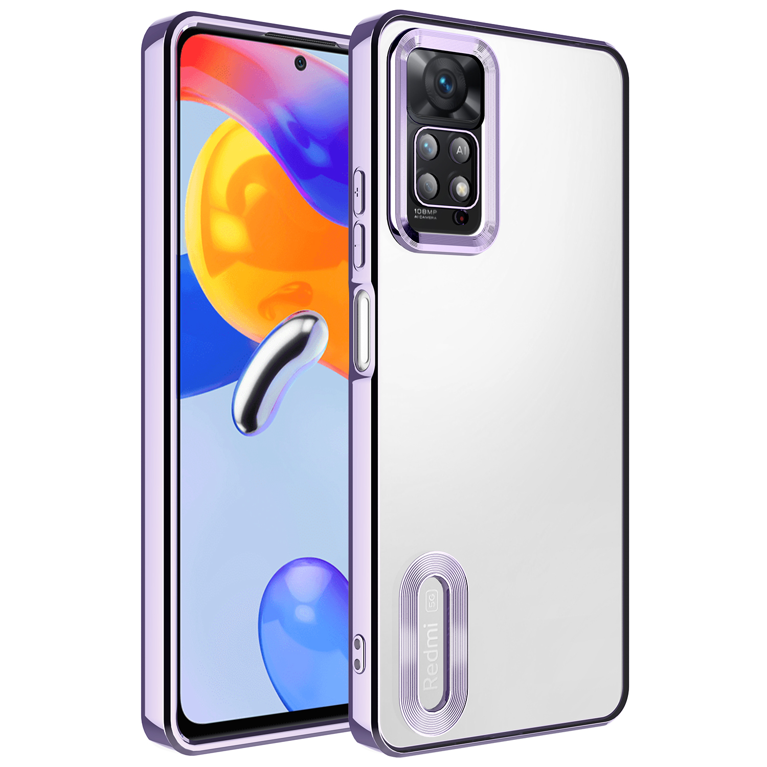 Xiaomi Redmi Note 11 Pro 5G Kılıf Kamera Korumalı Logo Gösteren NXXA Omega Kapak-Lila