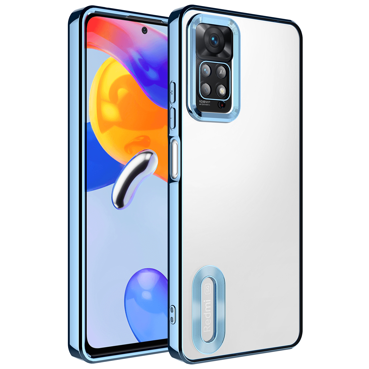 Xiaomi Redmi Note 11 Pro 5G Kılıf Kamera Korumalı Logo Gösteren NXXA Omega Kapak-Sierra Mavi