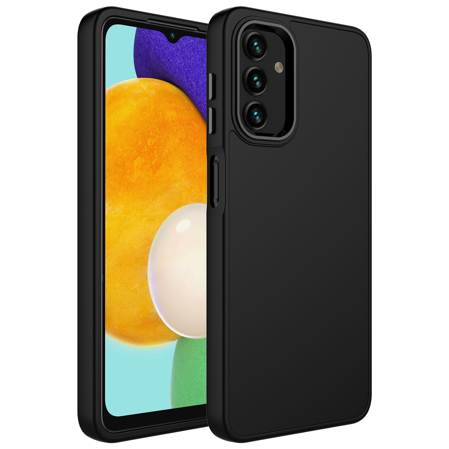 Galaxy A04S Kılıf Metal Çerçeve ve Buton Tasarımlı Silikon NXXA Luna Kapak-Siyah