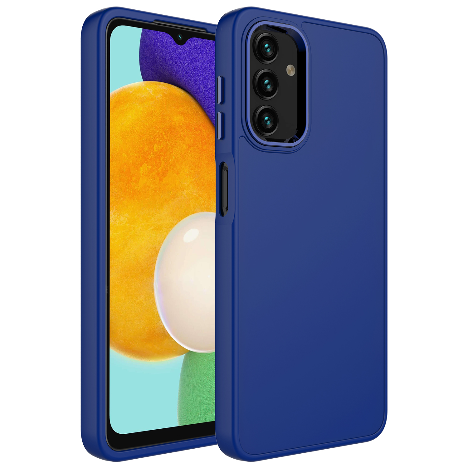 Galaxy A04 Kılıf Metal Çerçeve ve Buton Tasarımlı Silikon NXXA Luna Kapak-Lacivert