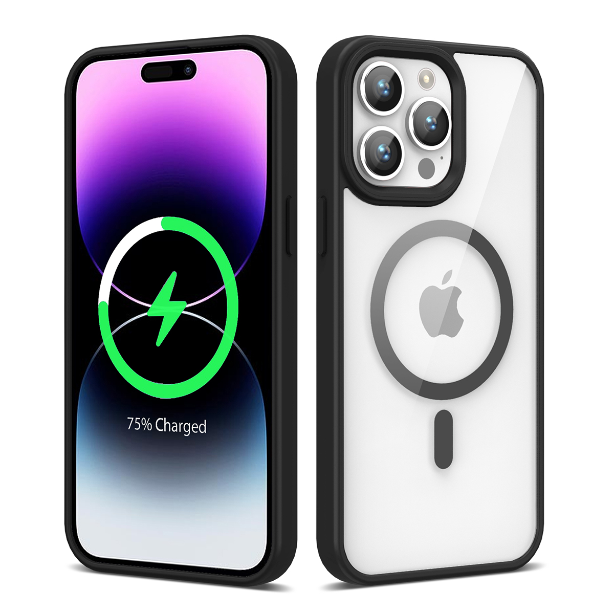 iPhone 14 Pro Uyumlu Magsafe Wireless Şarj Özellikli Silikon NXXA Ege Kapak-Siyah